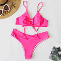 Women's orange tied bow split bikini swimsuit for swimming and wading activities