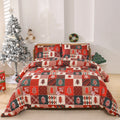 Christmas red plaid chemical fibre bedding three-piece set with quilt cover and pillowcases
