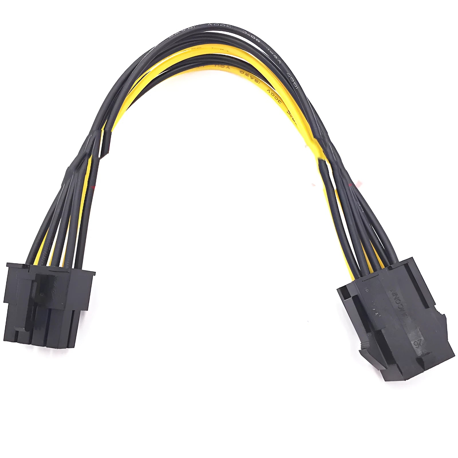 Black 20cm 6-pin to 8-pin graphics card power cable extension for PC builds