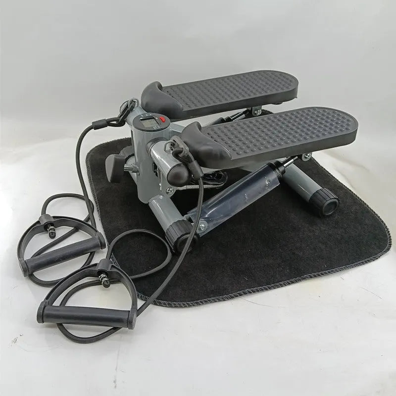 Silver grey household mini treadmill with hydraulic resistance and pedal machine for waist slimming