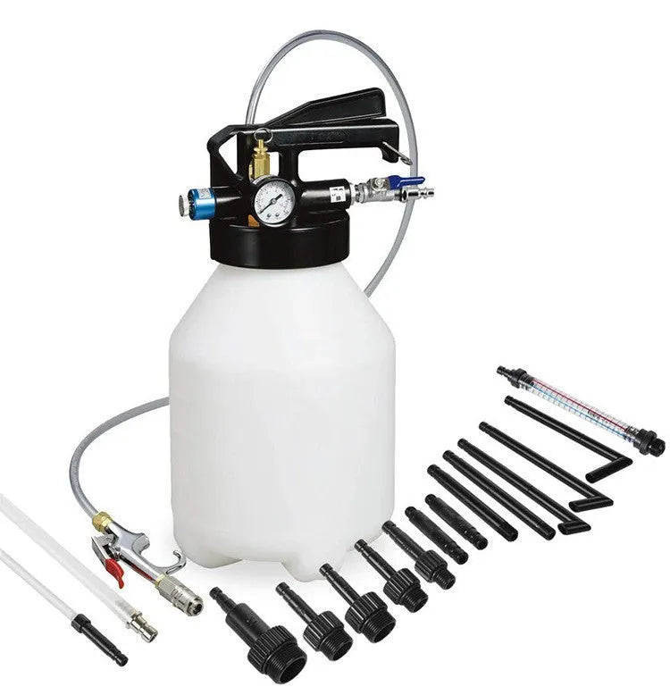 Pneumatic automatic transmission oil changer machine with motor and fluid tank for garage use.