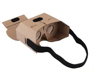 Photo colour carton virtual reality glasses headset for smartphones measuring 153mm by 83mm.