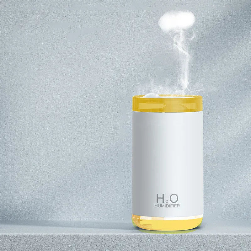 Jellyfish smoke ring humidifier with warm night light USB operation in blue pink white colours