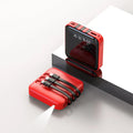 Mirror finish power bank with built-in cable in black or red colour, 80x80x23mm dimensions
