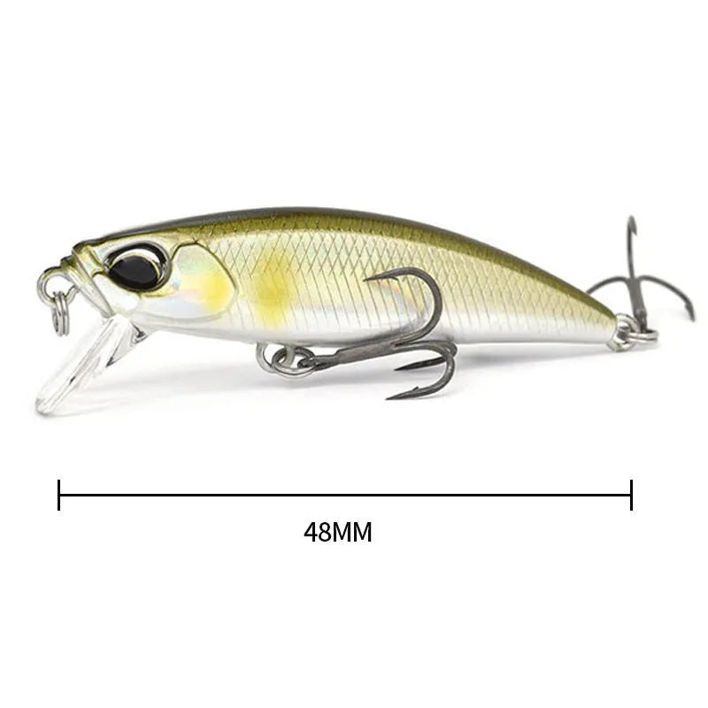 48mm hard plastic fishing lure for mandarin fish and snakehead, shown in one of 14 available colour patterns.