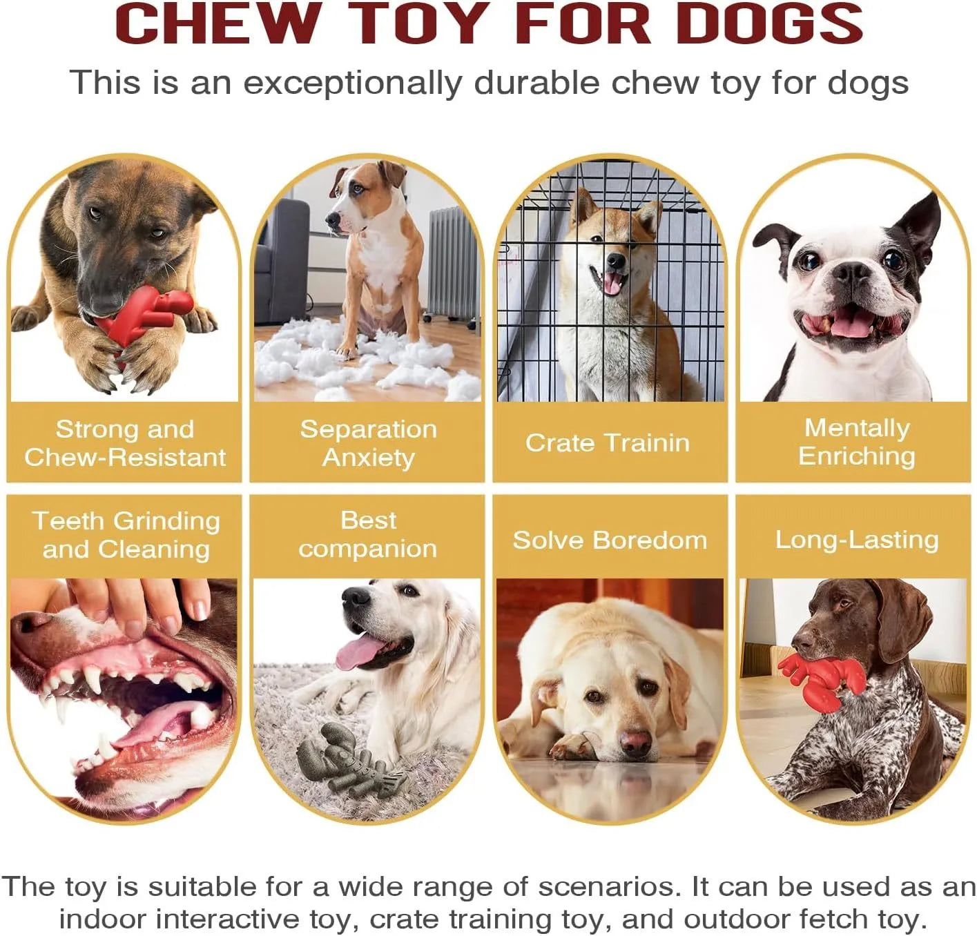 Red large hard-wearing dog chew toy for aggressive chewers and big dogs on a white background.