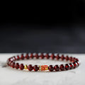 Retro wine red glass bead women's bracelet with garnet accents in New Chinese style design