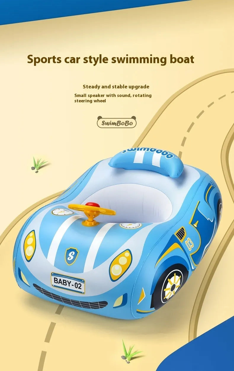 Cartoon sports car inflatable swimming ring for children with 51 cm diameter