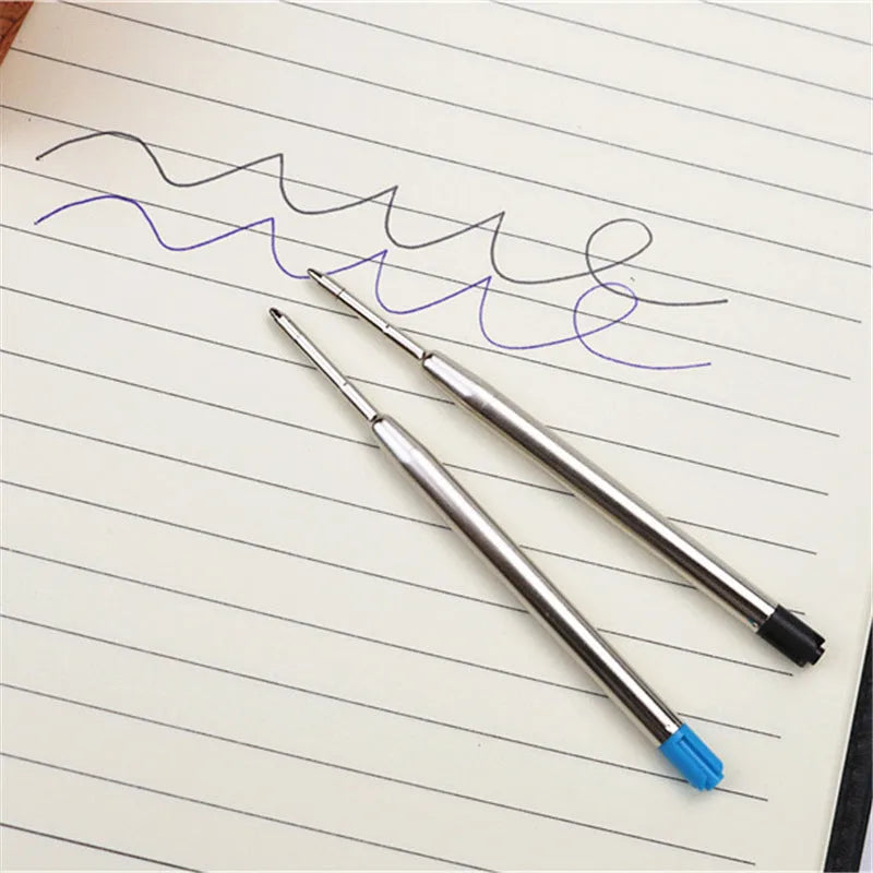 Black metal pocket signature pen with 0.7mm refill and two spare black refills