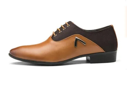 Men's black Oxford shoes with a low-cut PU leather upper and rubber sole.