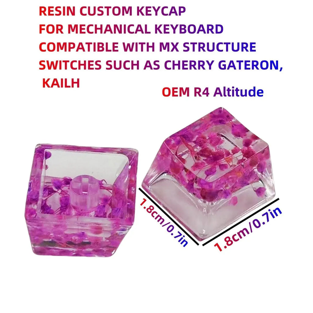 Resin starry sky design mechanical keyboard keycap in red, pink, green, violet colours for MX stems