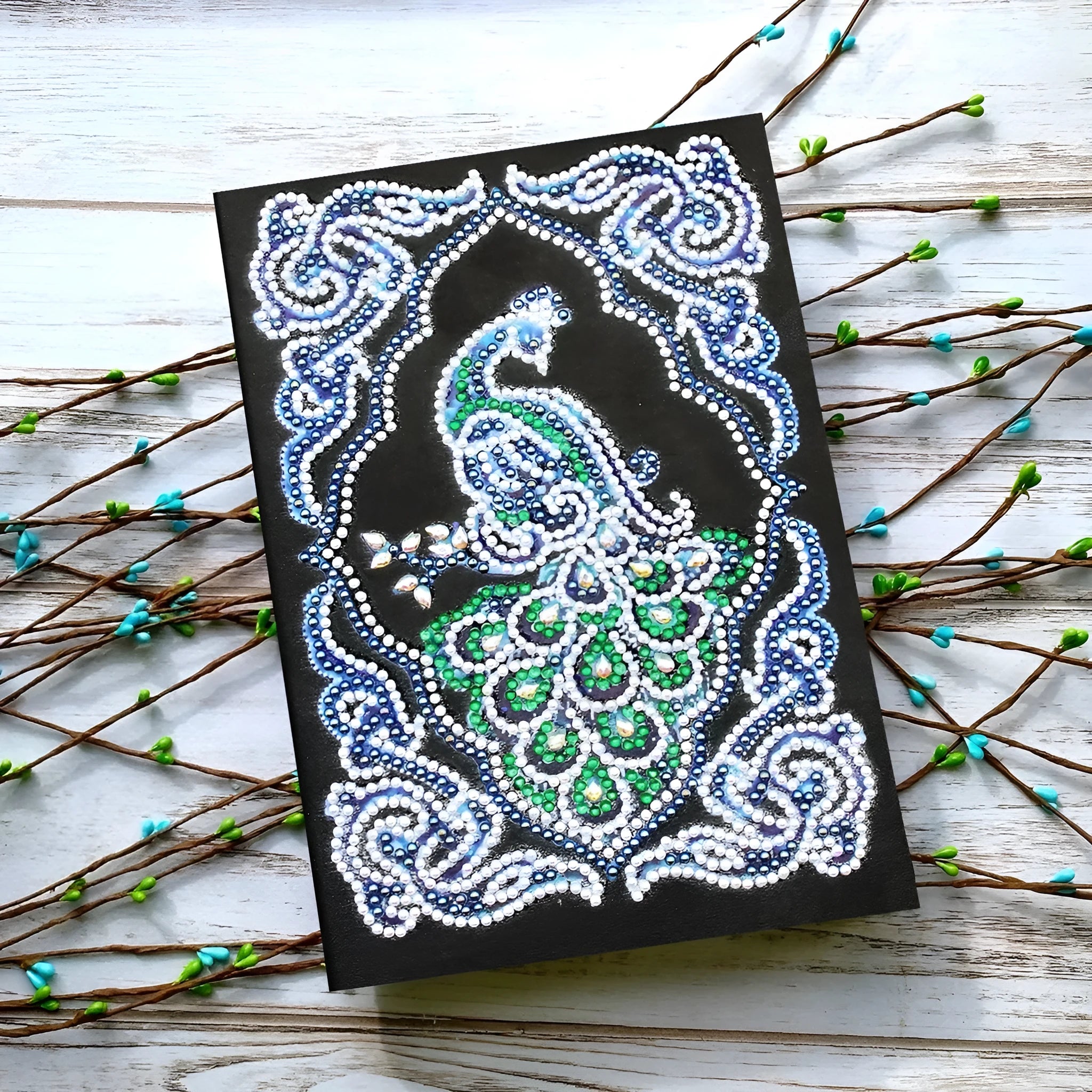 Black A5 diamond painting journal notebook with shaped and bright drills