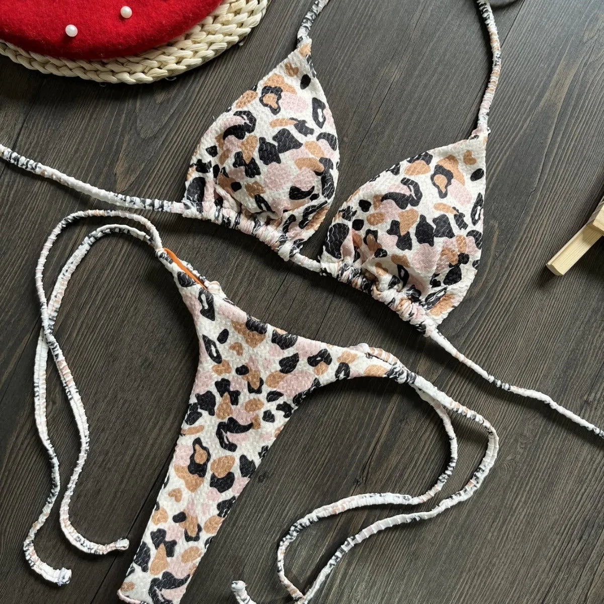Women's printed bikini swimsuit with cotton lining in briefs style design