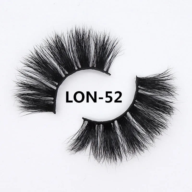 25MM3D mink false eyelashes in 25mm length on a white background showing soft 3D volume