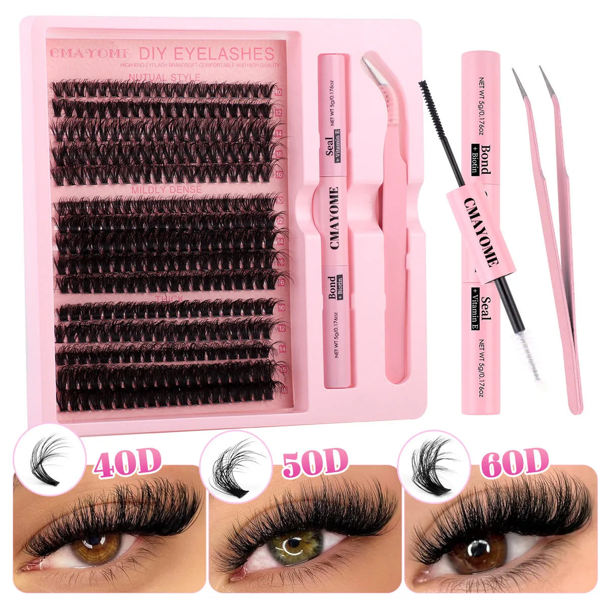 DIY segment cluster false eyelashes extension suit with tweezers for targeted lash filling