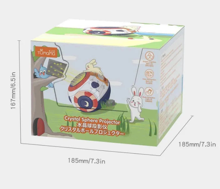 White starry sky night light projector for children with colour-changing lights and sound functions