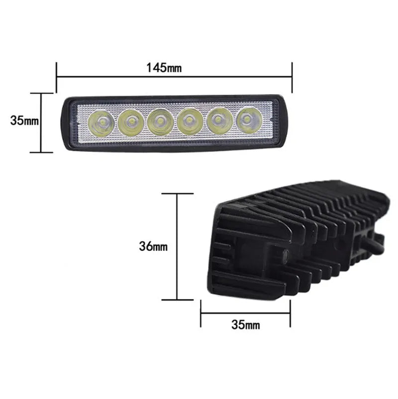 Black zigzag pattern 18W LED auxiliary spotlight for vehicle daytime running lights.