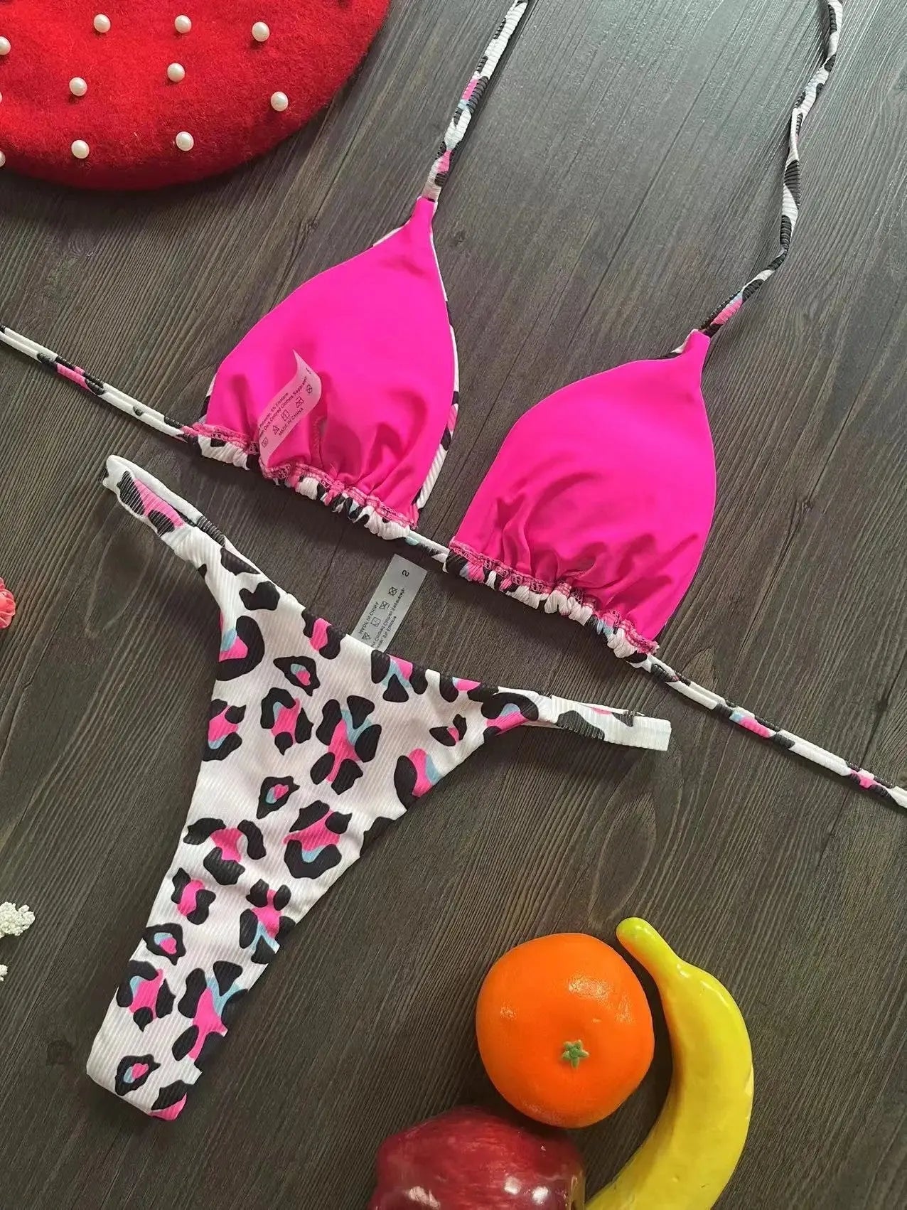 Women's printed bikini swimsuit with cotton lining in briefs style design