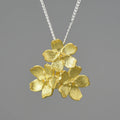 Silver Myosotis Sylvatica flower pendant in pastoral style with hand-designed open mouth shape