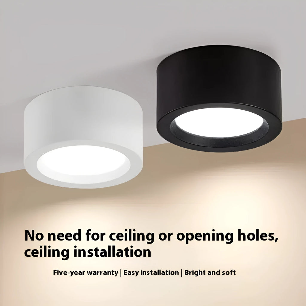 Round surface mounted LED downlight with black shell, white light, 9W to 24W options