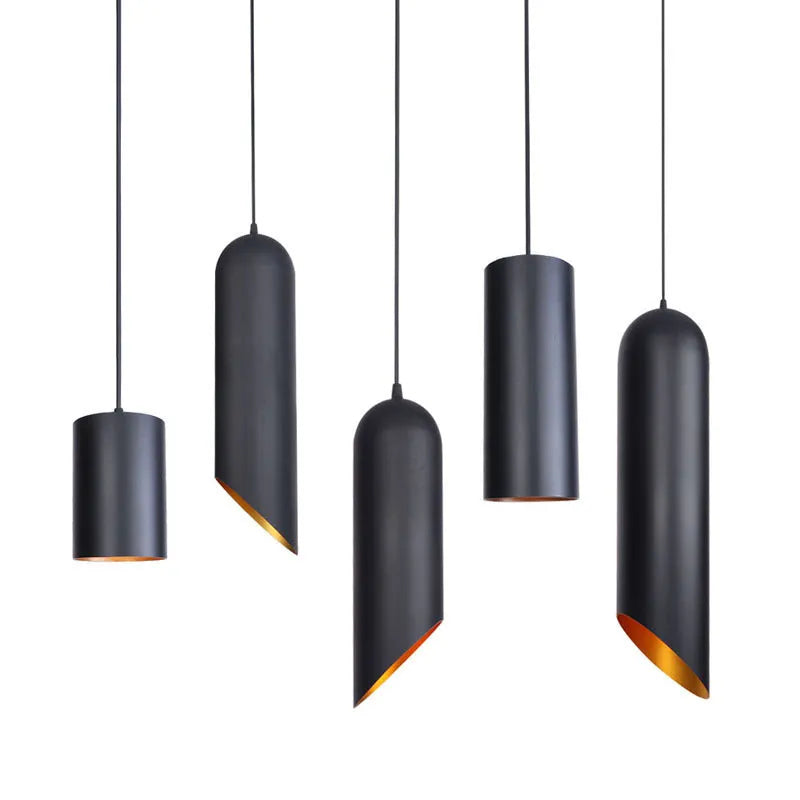 Creative retro iron art chandelier in D8053 matte black finish, available in long and short versions