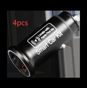 Black GPS car locator tracker with car charger on a table
