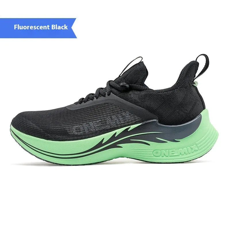 Racing shock-absorbing built-in carbon plate training shoes for men and women, colourful rose red colour, breathable mesh lining, rubber sole
