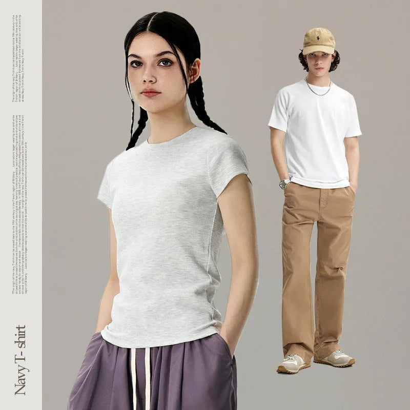 Slim fit stretch casual top in a cotton rayon spandex blend, shown in a neutral colour.