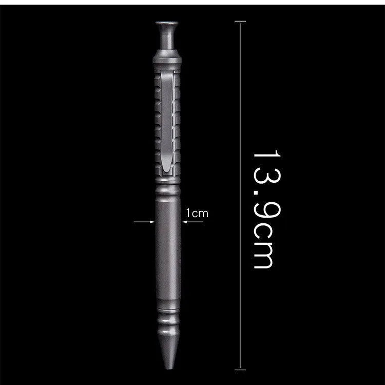 Gunmetal grey titanium alloy push-action business pen with gift box.