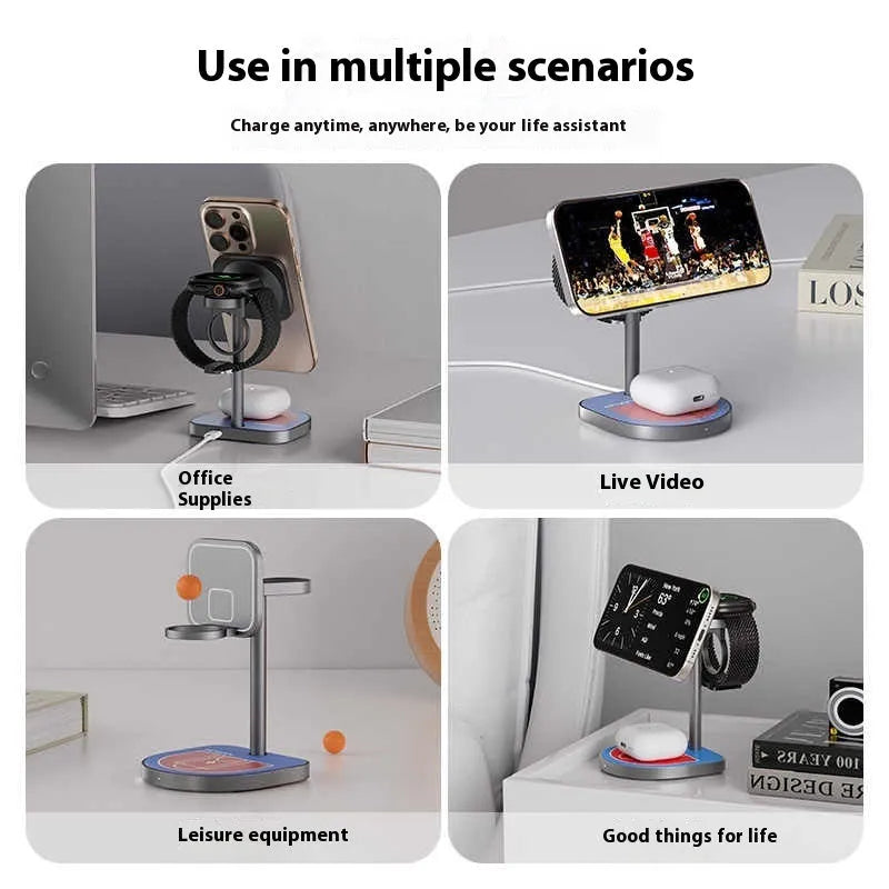 Three-in-one magnetic wireless charger aluminium alloy X85 in three colour options
