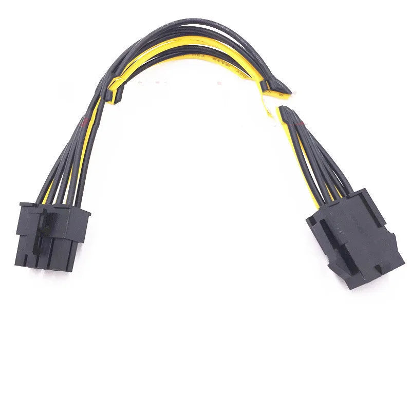 Black 20cm 6-pin to 8-pin graphics card power cable extension for PC builds