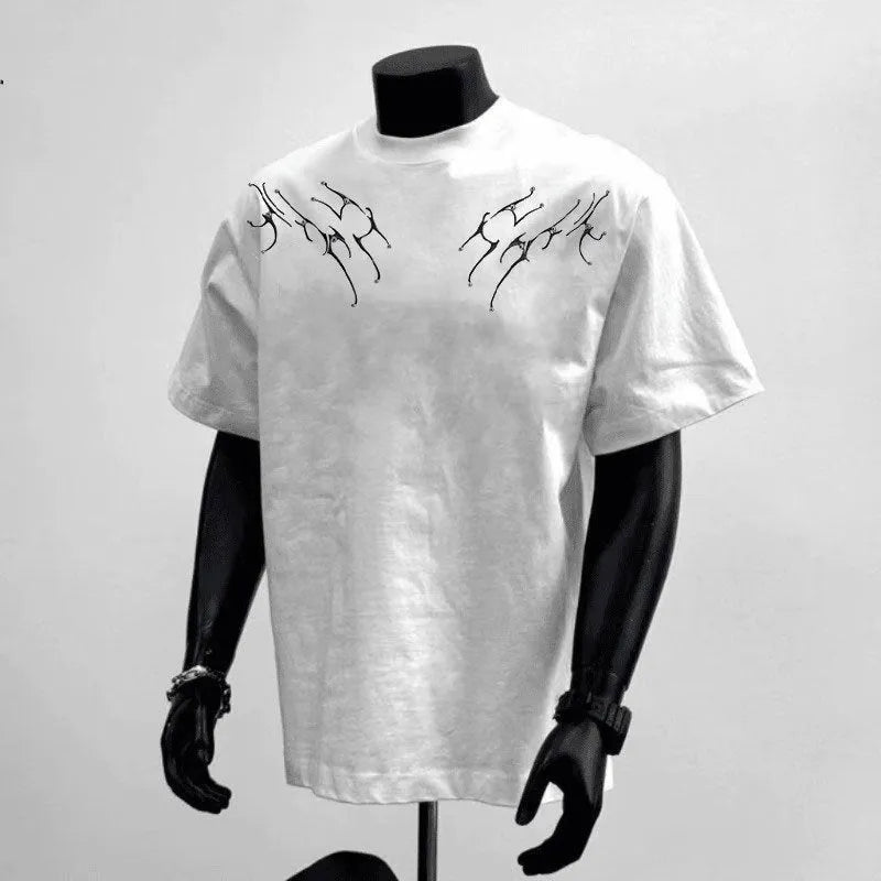 Men's pure cotton short sleeve T-shirt in loose fit business style, available in white and black colours