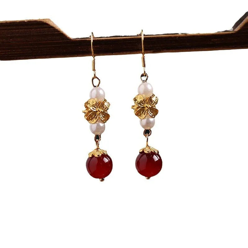 Vintage court style geometric alloy earrings in retro design with electroplated finish