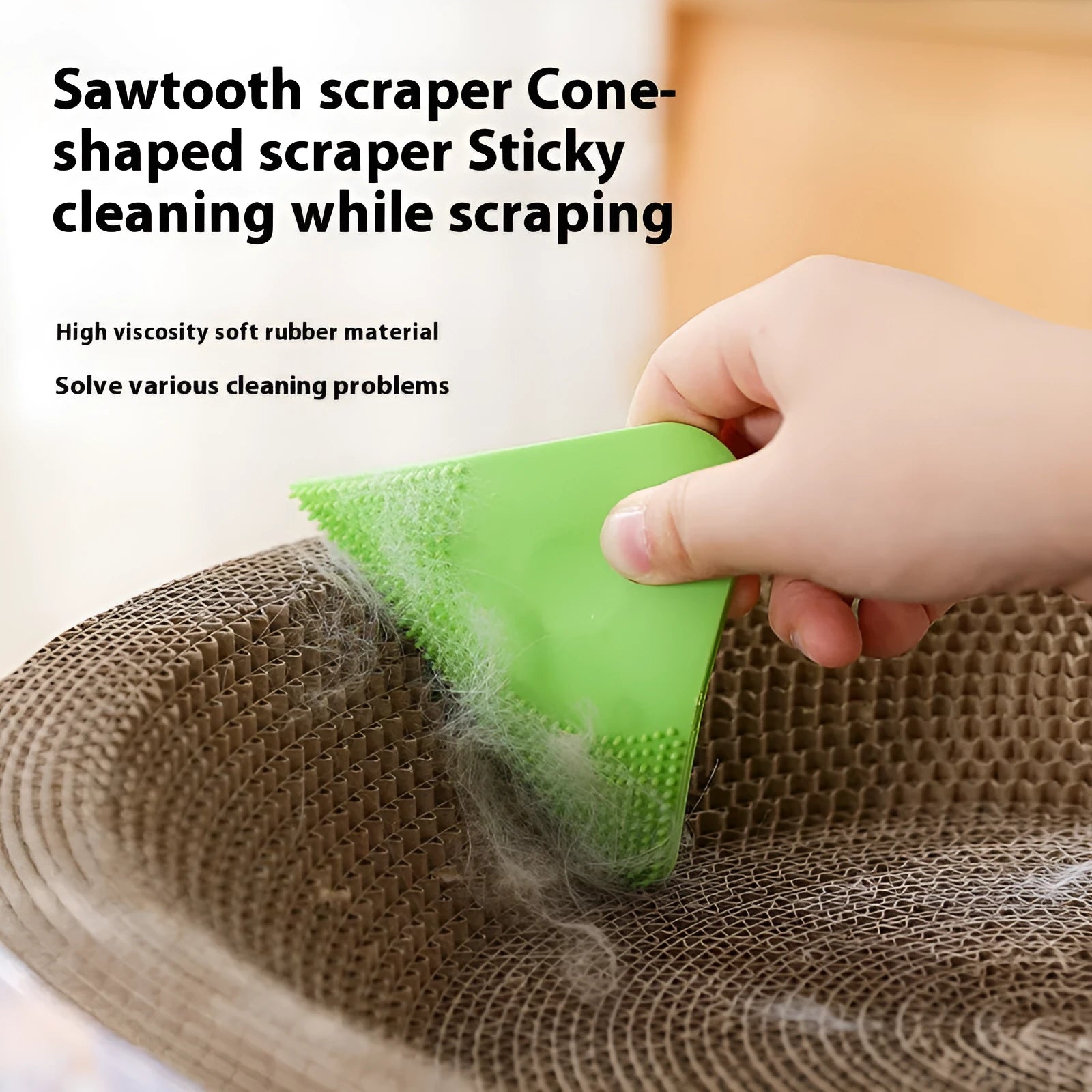 Pet hair scraper comb with PTE bristles for grooming animals and removing hair from clothing