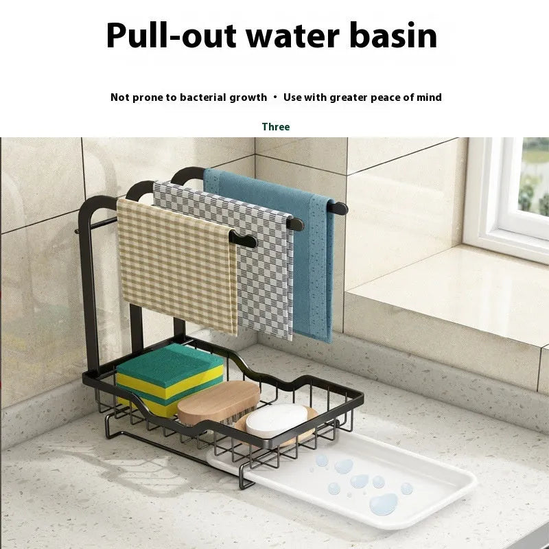 Foldable white plastic kitchen storage rack in new Chinese style, shown on a tabletop