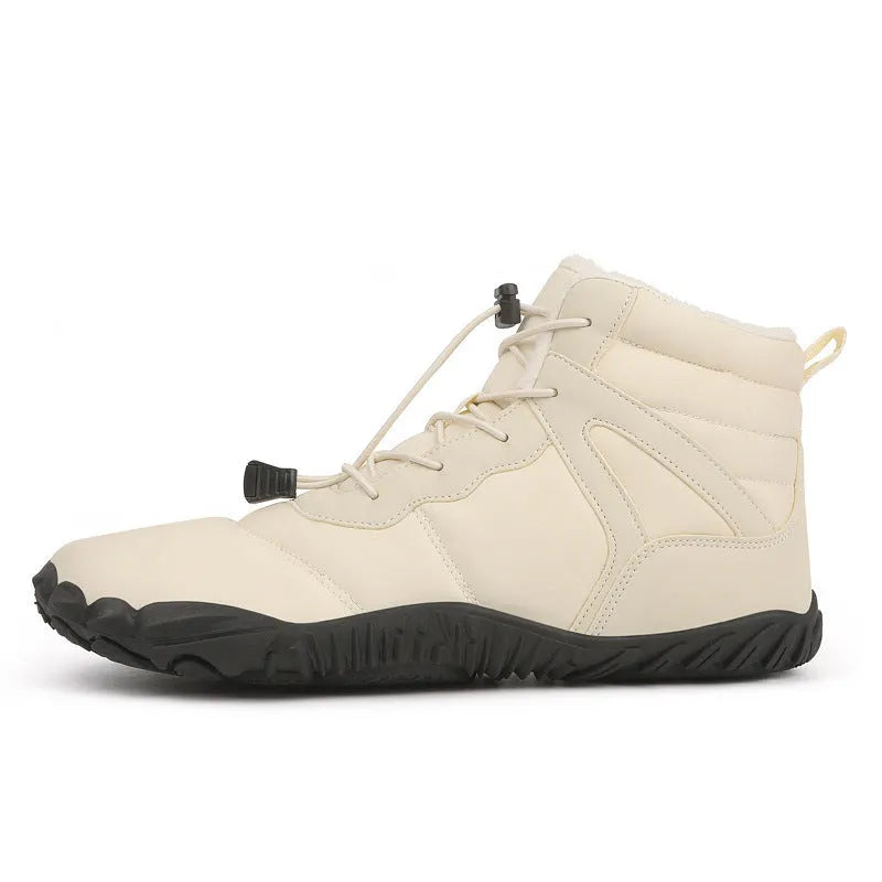 Couple fleece-lined hiking shoes with rubber sole in beige, black and gray colour options