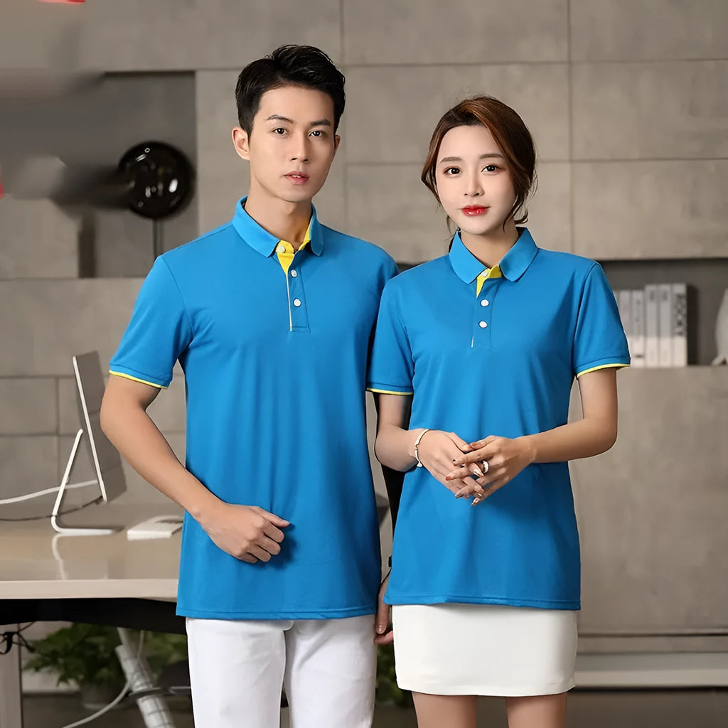Solid colour polyester fruit waiter T-shirt pullover for men and women in white