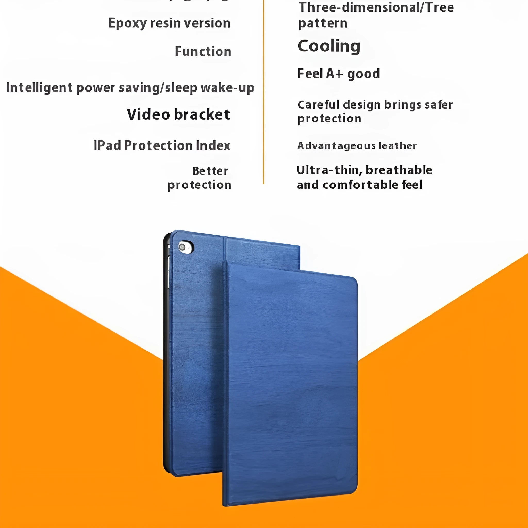 iPad protective case with universal sleep bracket in sapphire blue and black colours for Apple iPad models