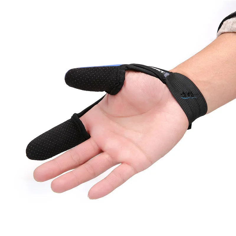 Two finger fishing glove showing diving cloth back and microfiber palm, available in left or right hand.