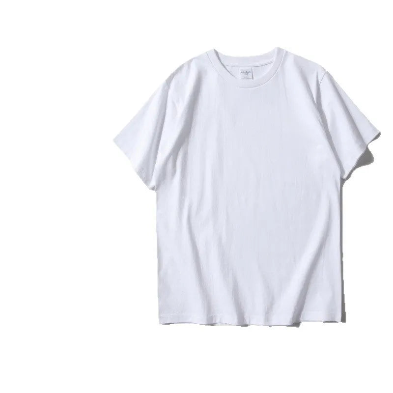 Men's heavy cotton T-shirt in loose fit with short sleeves, shown in solid colour option