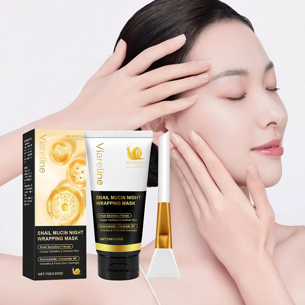 Turmeric sleep mask set showing cream container and application brush for overnight facial treatment
