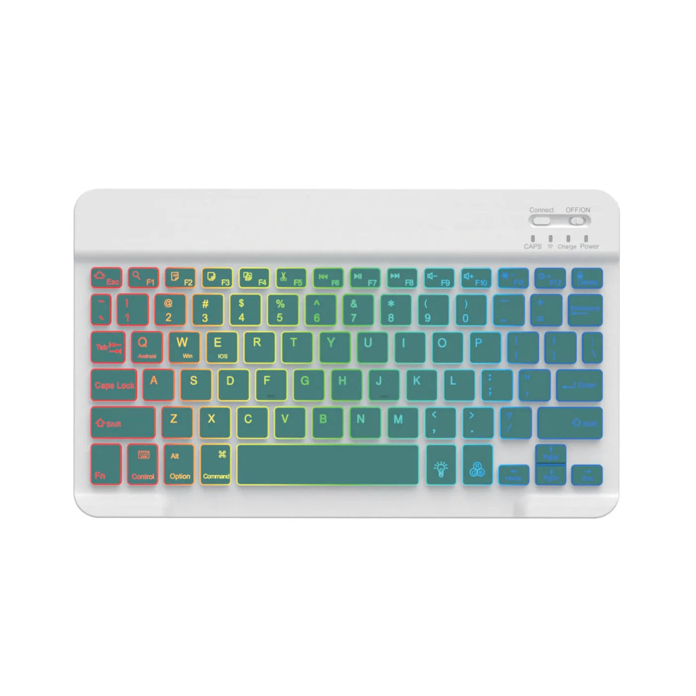10-inch backlit Bluetooth keyboard with colourful light options for mobile phone and tablet connection