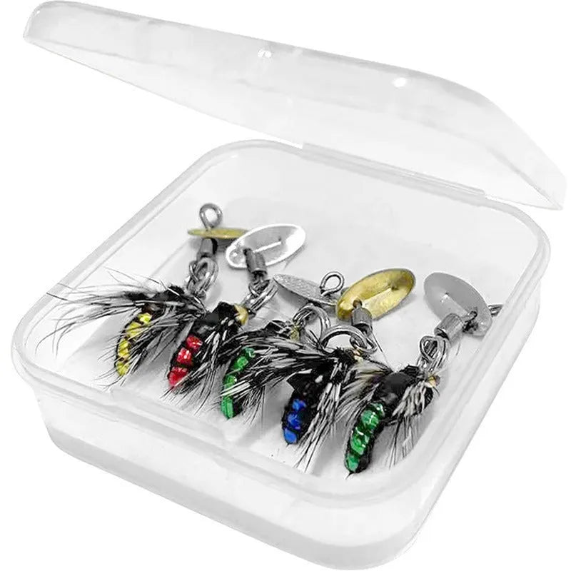 Bionic poisonous mosquito hook 5-piece fishing set with multicolour insect patterns