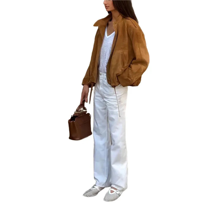 A solid colour loose-fit retro-style polyester jacket for men and women.
