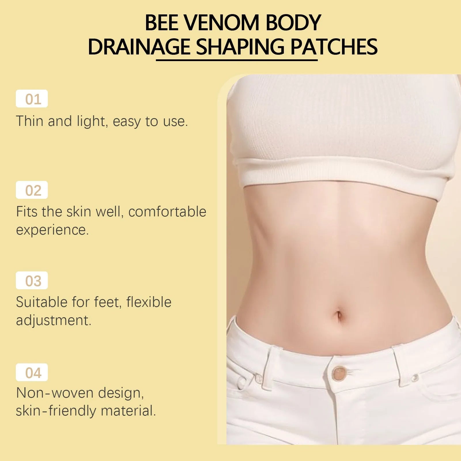 Pack of 10 Slimming Care Foot Patches with bee venom and mugwort for universal skin types.
