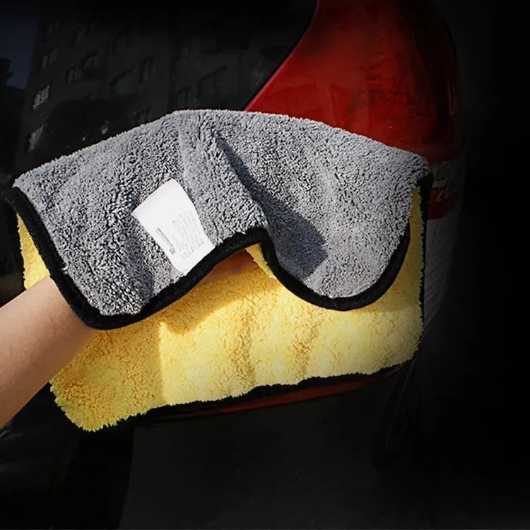 Traceless thickened microfiber car wash towel in yellow and grey, 30x60CM double-sided