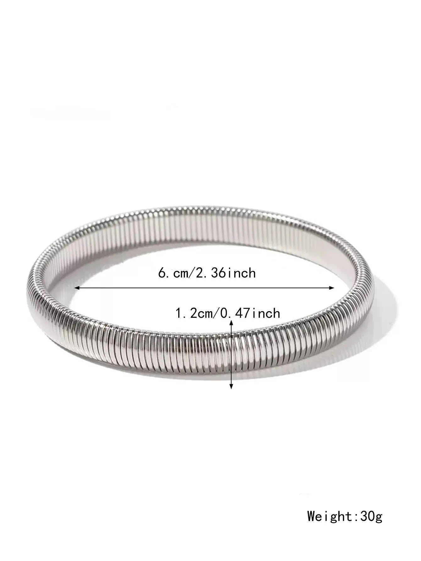 Women's titanium steel bracelet with vertical stripe ring design in gold or silver colour