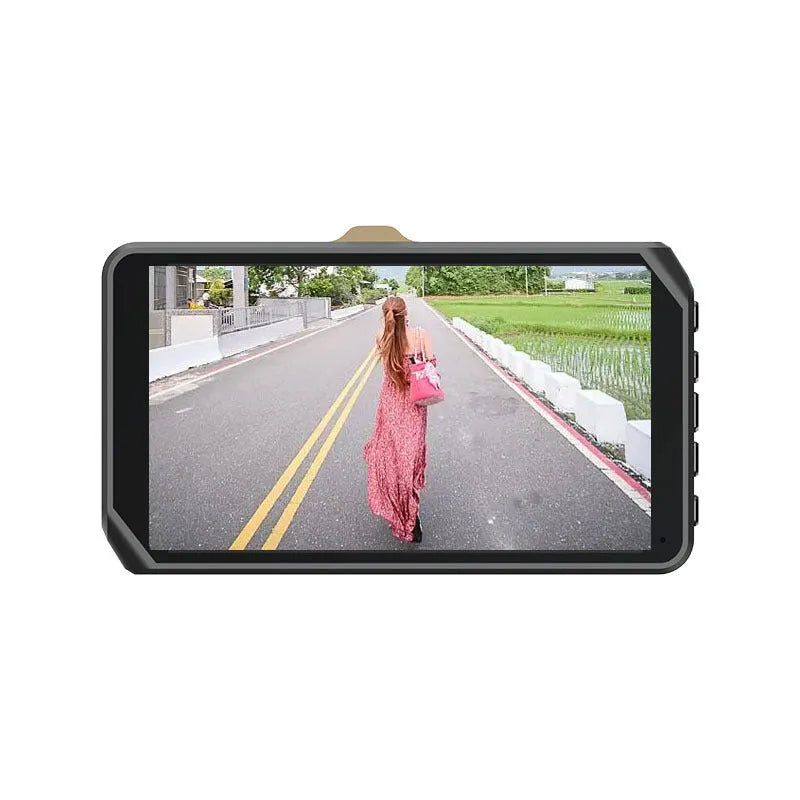 4 inch front and rear dual lens car dashcam with touch screen display