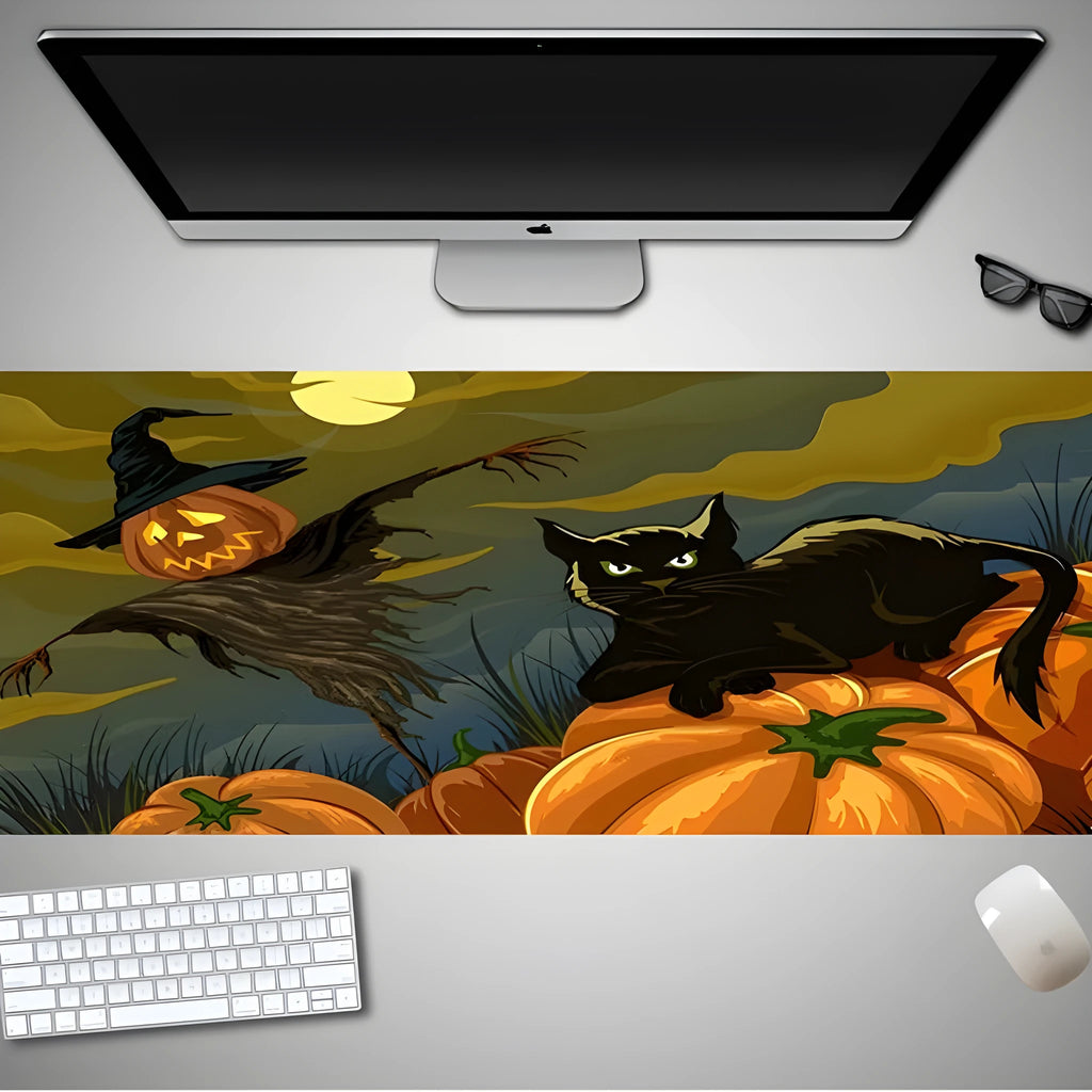 Oversized Halloween-themed computer mouse pad with a non-slip rubber cloth base.