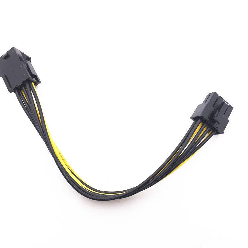 Black 20cm 6-pin to 8-pin graphics card power cable extension for PC builds